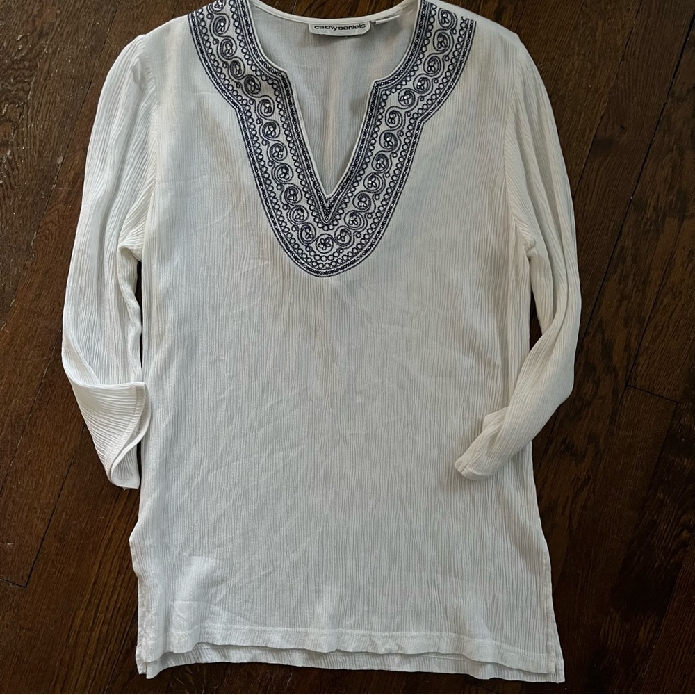 White and Blue top